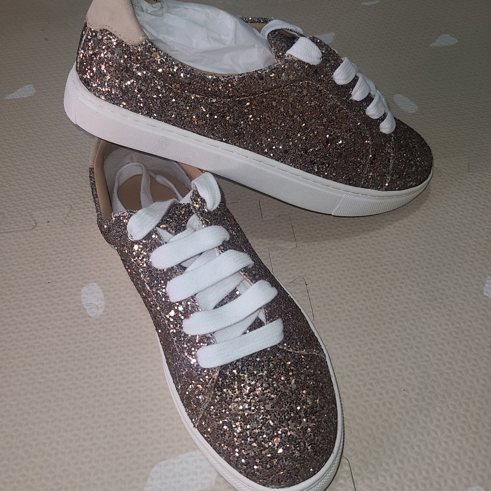 Banana Republic Glitter Sneakers with Tan Accents